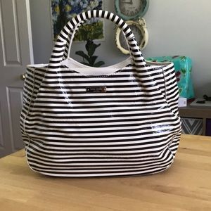 Kate Spade Seesucker Patent Black and Cream Shoulder Bag NWOT